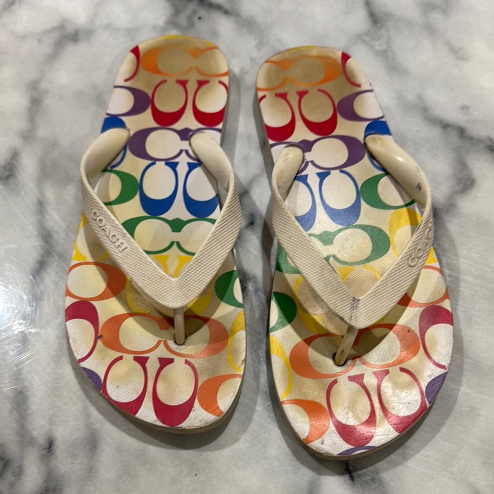 Coach women Rainbow Flip Flops